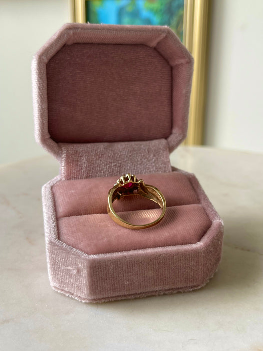 10k Heart Shaped Ruby and Diamond Ring