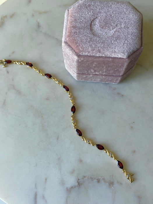 14k Garnet and Diamond Bracelet