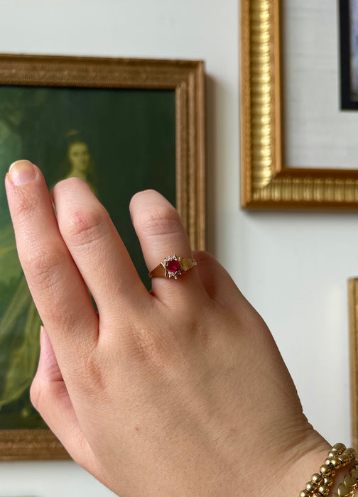 10k Ruby and Diamond Heart Ring