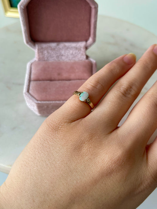 10k Opal and Diamond Ring