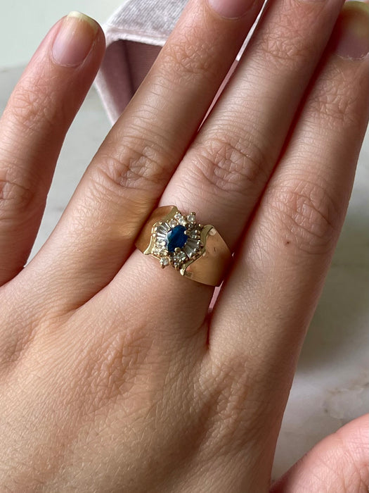 14k Blue Sapphire and Diamond Ring