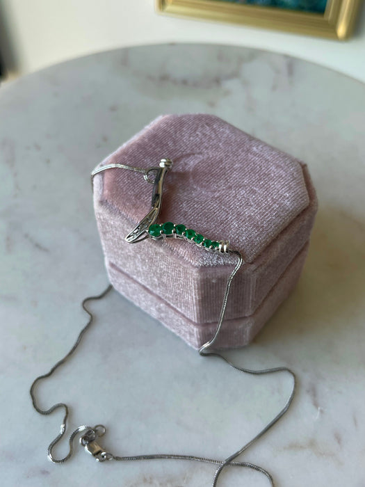 10k WG Emerald and Diamond Necklace