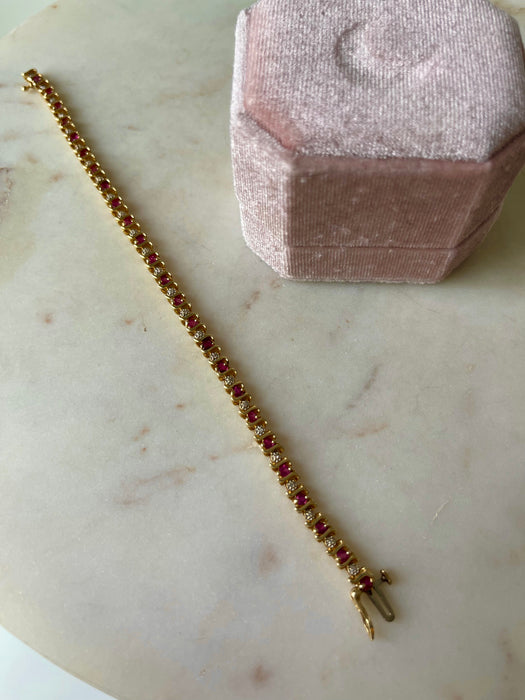 14k Diamond and Ruby Tennis Bracelet