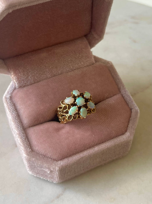 14k Opal Cluster Ring