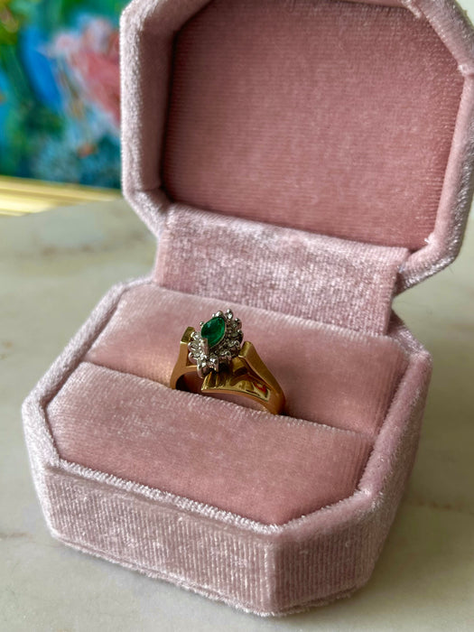 14k Emerald and Diamond Ring