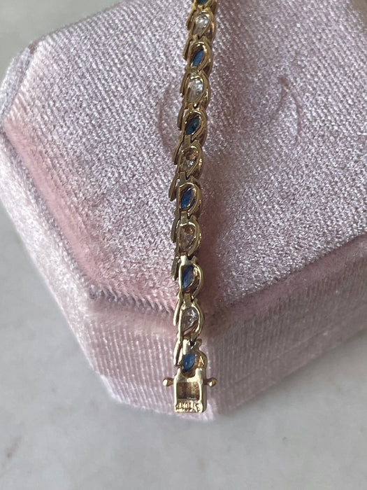 10k Blue Sapphire and Diamond Bracelet