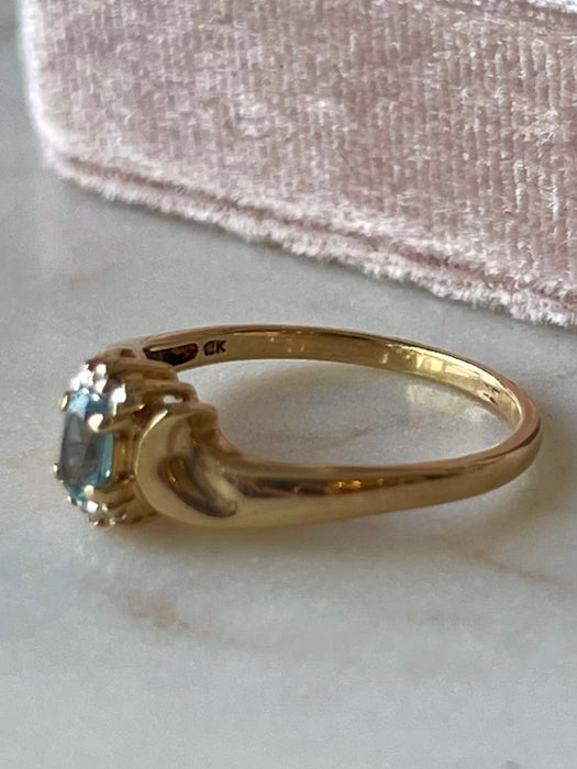 10k Blue Topaz and Diamond Ring