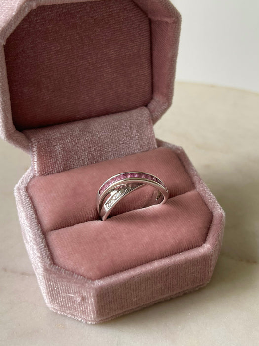 14k WG Pink Sapphire and Diamond Ring