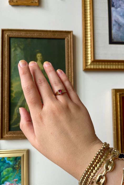 10k Ruby and Diamond Heart Ring