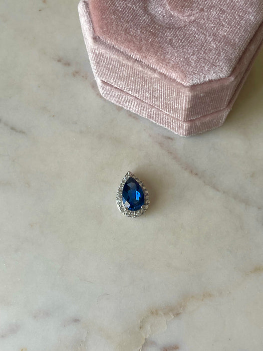 10k Pear Shaped Blue Sapphire and White Topaz