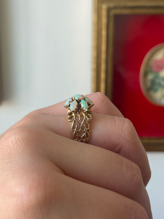 14k Opal Cluster Ring