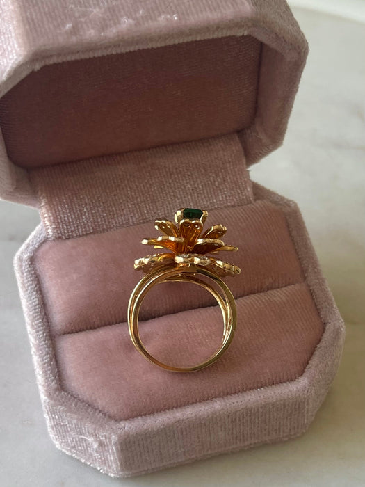 14k Emerald and Diamond Ring