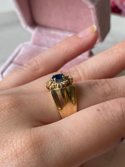 14k Blue Sapphire and Diamond Ring