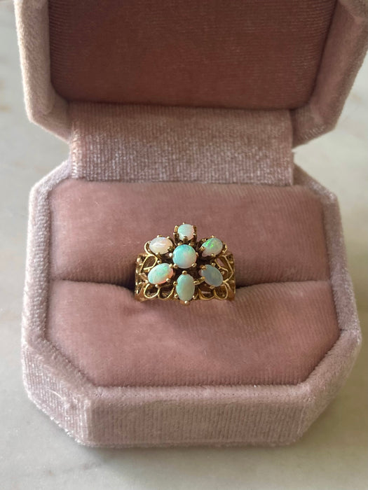 14k Opal Cluster Ring