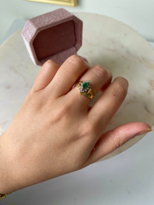 14k Emerald and Diamond Ring