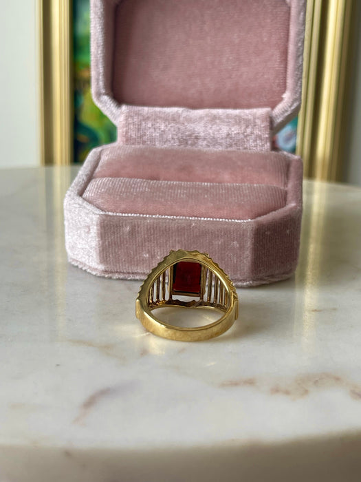 14k Emerald Cut Garnet Ring